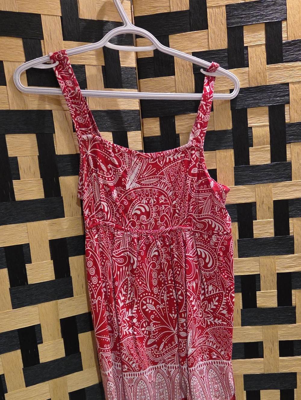 Women's Red Paisley Tank Top Dress - Sleeveless Summer Style